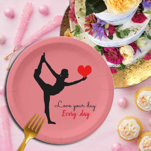Assiettes En Carton Yoga Coeur & Aimer votre journée, Tous les jours /