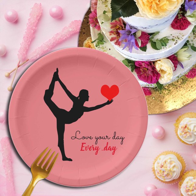 Assiettes En Carton Yoga Coeur & Aimer votre journée, Tous les jours / (Créateur téléchargé)