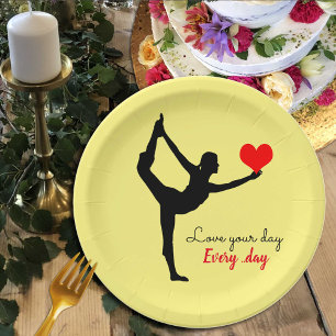Assiettes En Carton Yoga Coeur & Aimer votre journée, Tous les jours /