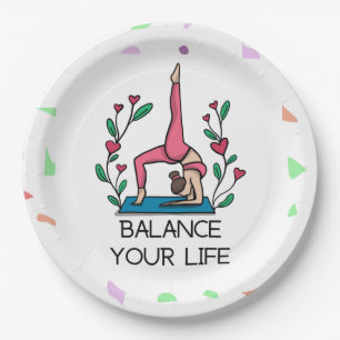 Assiettes En Carton Yoga équilibrer votre vie dame en rose posant yoga