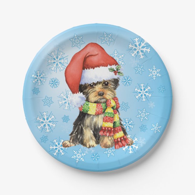 Assiettes En Carton Yorkie de Noël (Devant)