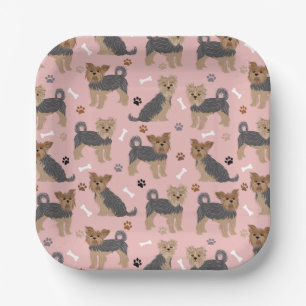 Assiettes En Carton Yorkshire Terrier Paws et Bones Yorkie Chien