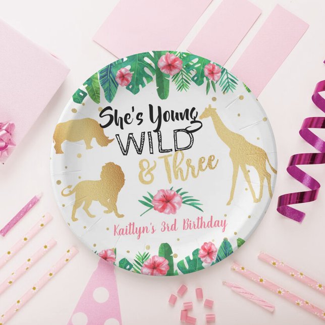Assiettes En Carton Young Wild & Three Girls Troisième anniversaire (Créateur téléchargé)