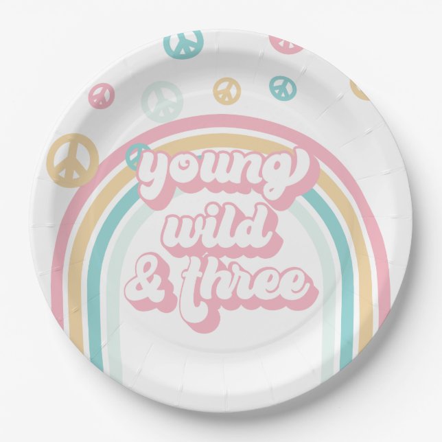 Assiettes En Carton Young Wild Three Retro Summer Rainbow (Devant)