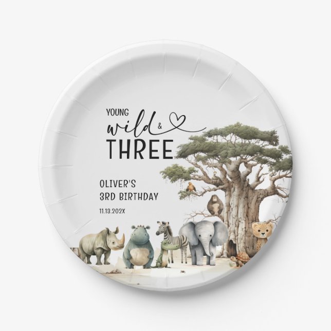 Assiettes En Carton Young Wild Three Safari 3e Affiche de bienvenue d' (Devant)