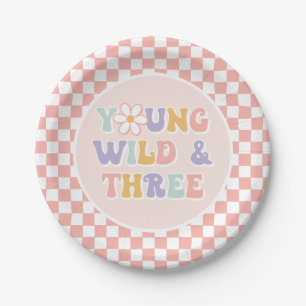 Assiettes En Carton Young Wild Three Super Rose Daisy Checker