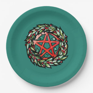 Assiettes En Carton Yule Wreath Pentacle Pagan Pentagram Holiday