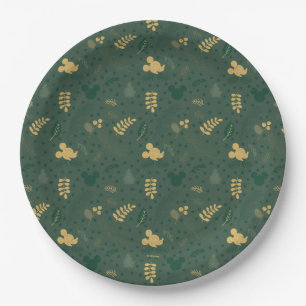Assiettes En Carton Yuletide Joy   Mickey Green & Gold Holiday Motif