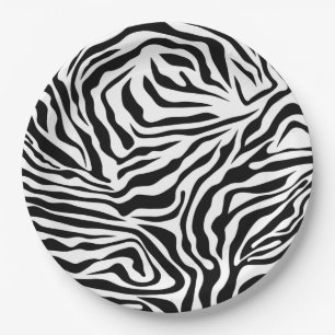 Assiettes En Carton Zebra Stripes Poster de animal sauvage noir et bla