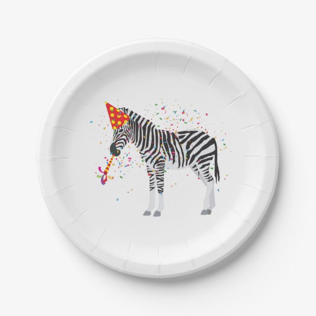 Assiettes En Carton Zèbre - Animaux ayant une fête (Devant)