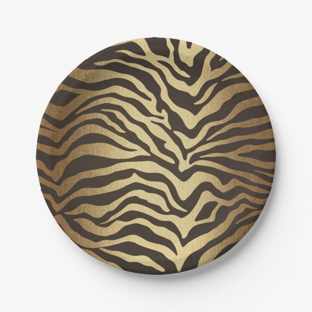 Assiettes En Carton Zèbre Imprimer Peau d'animal Élégant moderne Glam  (Devant)