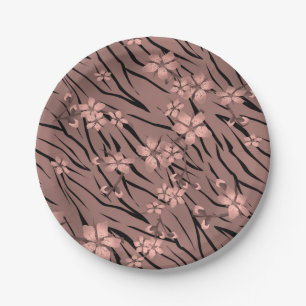 Assiettes En Carton Zèbre zèbre Abstraite peau de tigre fleurs fleuris
