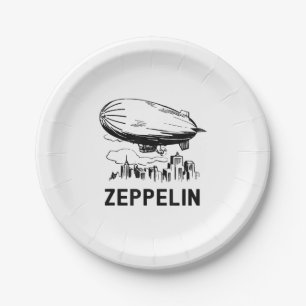 Assiettes En Carton Zeppelin rétro vintage - Croquis Dirigeable