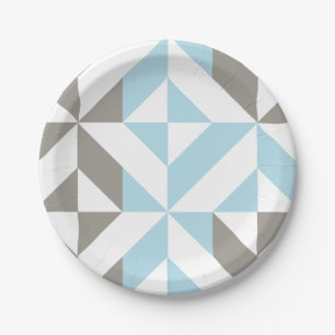 Assiettes En Carton ZigZag géométrique bleu et argent