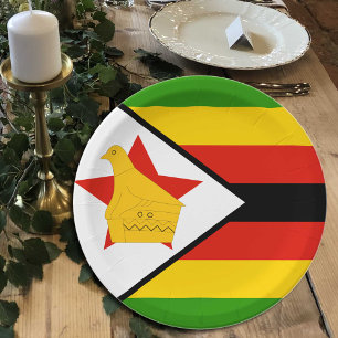 Assiettes En Carton Zimbabwe Plaques de drapeau, fête, sports, Zimbabw