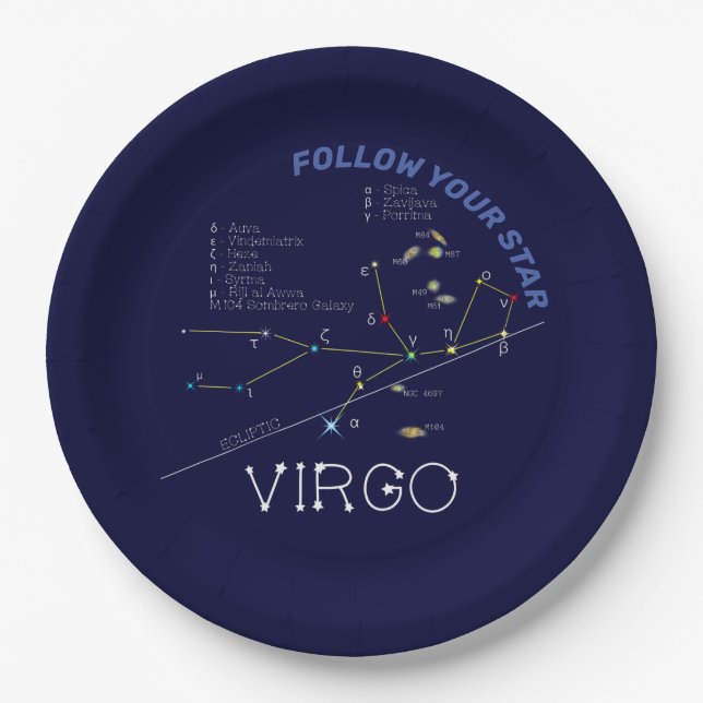 Assiettes En Carton Zodiac Constellation Virgo (Devant)