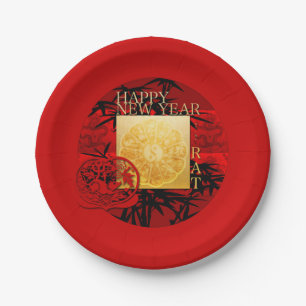 Assiettes En Carton Zodiac Yin Yang Bamboo Rat Chinois Année 2020 PP