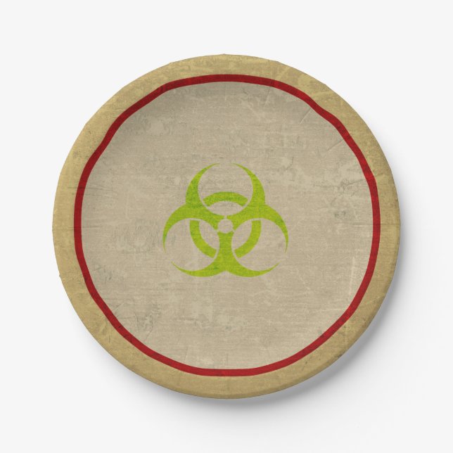 Assiettes En Carton Zombie Biodanger Halloween Plaques papier de parti (Devant)