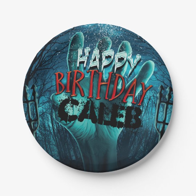 Assiettes En Carton Zombie Bonne fête d'anniversaire (Devant)