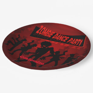 Assiettes En Carton Zombie Dance Party Noir & Orange