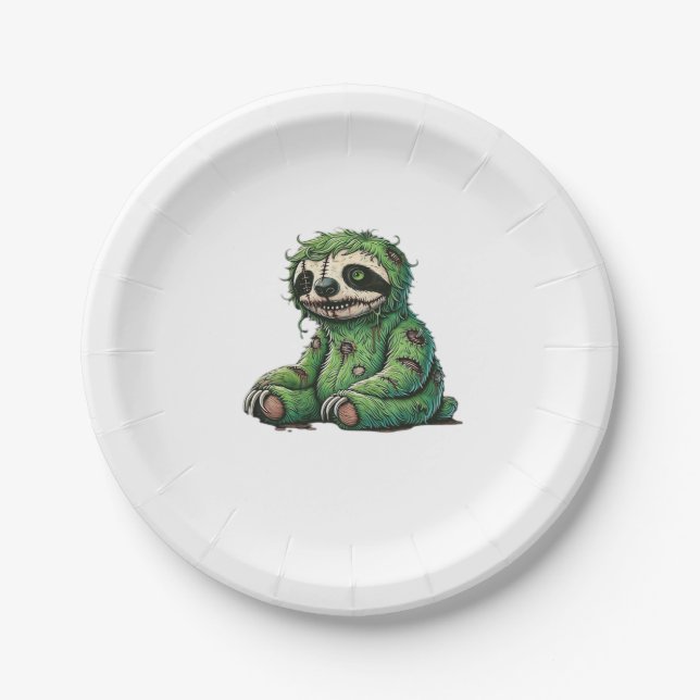 Assiettes En Carton Zombie Sloth Halloween Zombie Sloth Zombie Lover C (Devant)