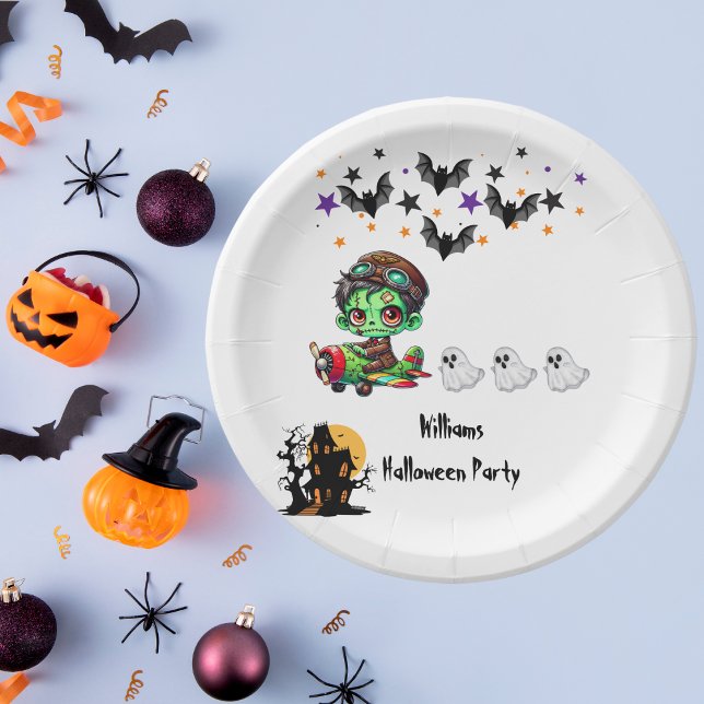 Assiettes En Carton Zombie Whimsical Pilote Avion Cute Fantômes & chau (Créateur téléchargé)