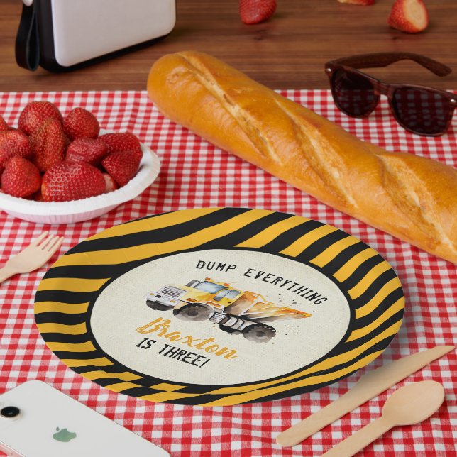 Assiettes En Carton Zone de construction de camions de pompage Plaques (Pique-nique)