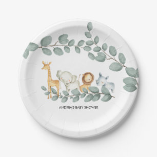 Assiettes En Carton Zoo Animaux Baby shower Plaque en papier