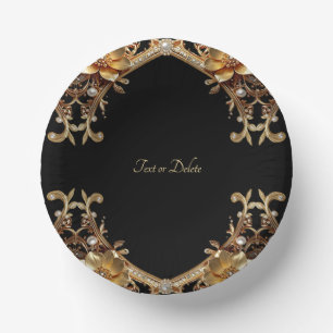 Assiettes en papier à cadre doré élégant