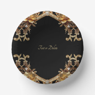 Assiettes en papier à cadre doré élégant