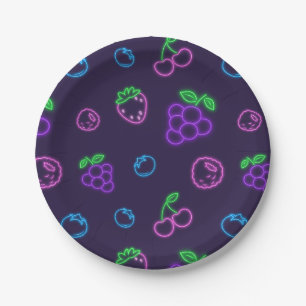 Assiettes en papier à motif de fruits néon