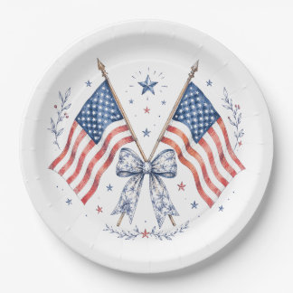Assiettes en papier à ruban drapeau américain patr