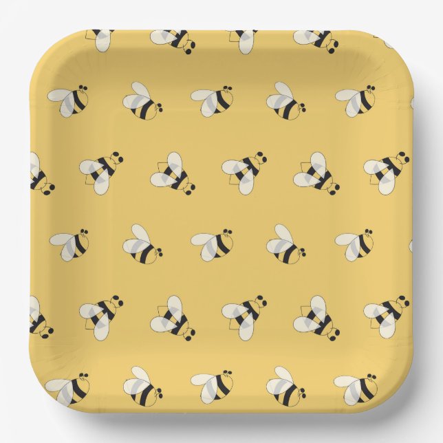 Assiettes en papier abeille, thème de fête Abeille (Recto)