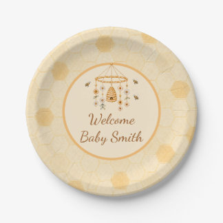 Assiettes en papier alvéolées pour bienvenue bébé