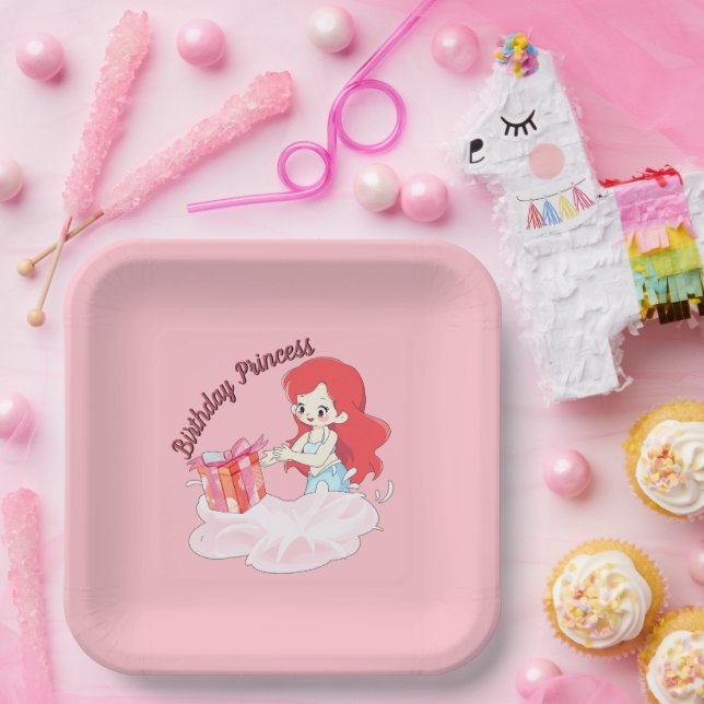 Assiettes en papier anniversaire sous-marin rose m (Fête)