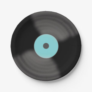 Assiettes en papier Aqua Retro Record Party
