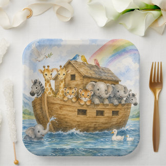 Assiettes en papier aquarelle Bébés animaux de l'a