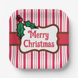 Assiettes en papier au poivre menthe Joyeux Noël