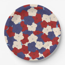Assiettes en papier aux pétunias patriotiques