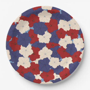 Assiettes en papier aux pétunias patriotiques