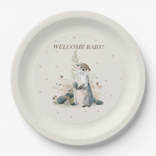 Assiettes en papier Bienvenue Bébé Loutre des Bois