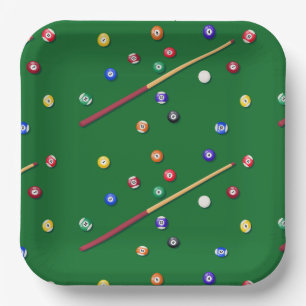 Assiettes en Papier Billard, Fête de Billard Améri