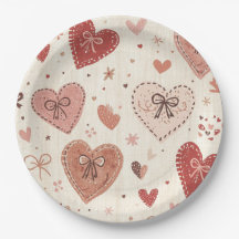 Assiettes en papier Boho Hearts and Bows pour la S