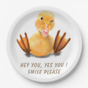 Assiettes en Papier Canard Jaune Drôle Texte Perso