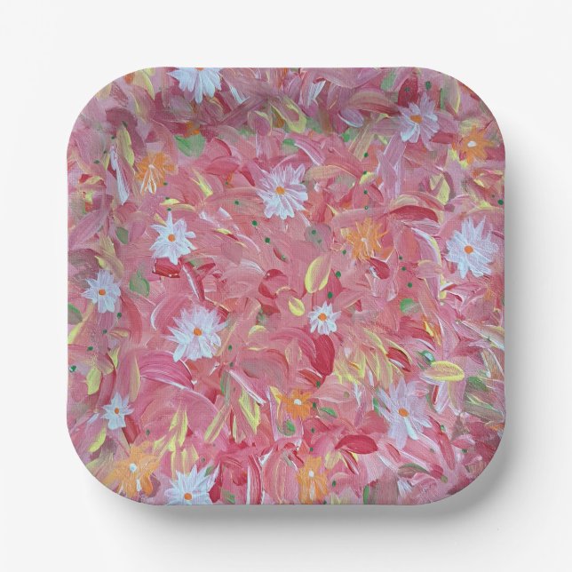 Assiettes en papier carrées rouges de 7" de Mûre (Recto)