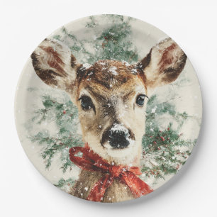 Assiettes en papier cerfs fantaisistes de Noël
