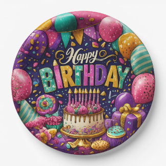 Assiettes en papier colorées uniques pour annivers