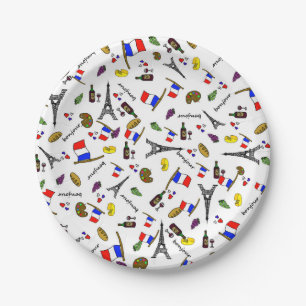 Assiettes en papier de fête de dessin animé frança