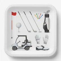 Assiettes en papier de golf, vaisselle à thème de