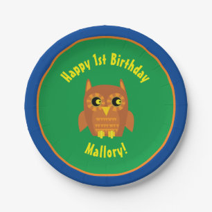 Assiettes en papier de hibou Fête d'anniversaire d